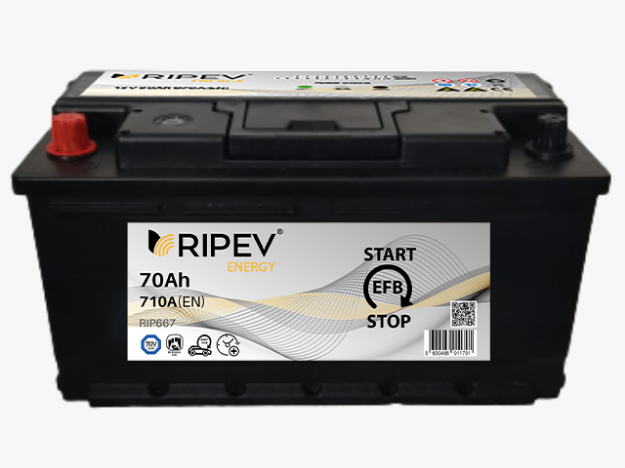 Imagem de Bateria EFB Start-Stop RIPEV - 70Ah Positivo à Direita