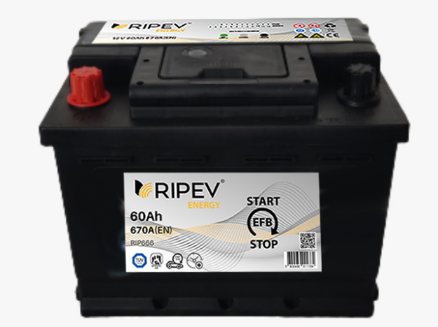 Imagem de Bateria EFB Start-Stop RIPEV - 60Ah Positivo à Direita