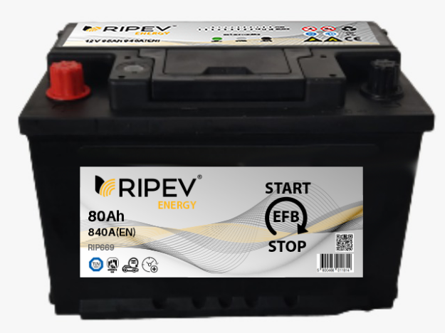 Imagem de Bateria EFB Start-Stop RIPEV - 80Ah Positivo à Direita